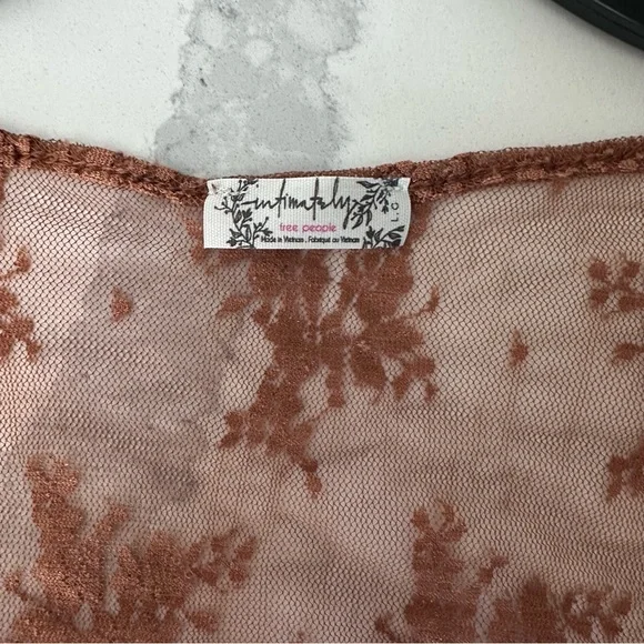 Free People Free People Lost In Lace Cardi Bright Cider Lace Button-Up Blouse L - Picture 5 of 7